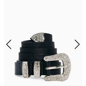 Black Vegan Western Leather Belt